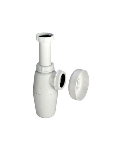 Pudeļsifons bez izplūdes 11/4"x32 bez noteces caurules, balts
