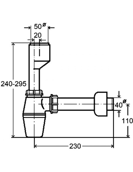 Pudeļsifons pisuāram 50x40, balts Pudeļsifons pisuāram 50x40, balts