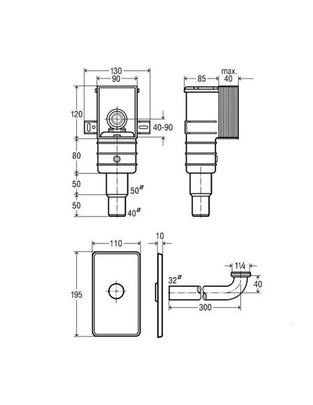 Sifons invalīdu izlietnei iebūvējams, hroms Sifons invalīdu izlietnei iebūvējams, hroms
