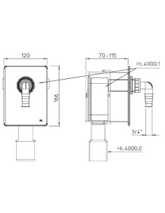 Iebūvējams sifona korpuss ar 1 pieslēgumu izlietnei/veļasmašīnai 2