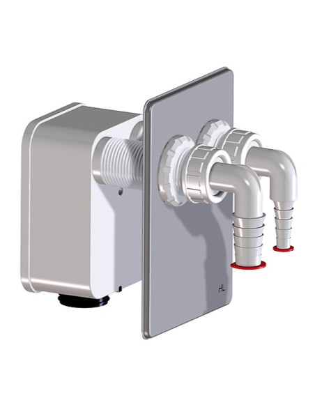 Iebūvējams sifona korpuss ar 2 pieslēgumiem izlietnei/veļasmašīnai Iebūvējams sifona korpuss ar 2 pieslēgumiem izlietnei/veļasmašīnai