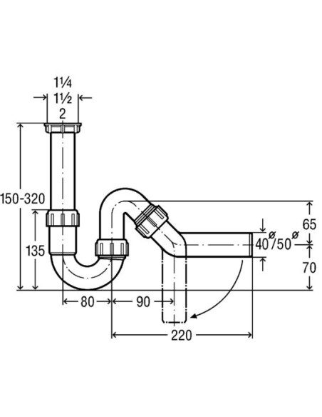 PVC sifons 11/2"x40 PVC sifons 11/2"x40