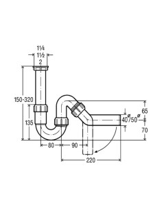 PVC sifons 11/2"x50 2