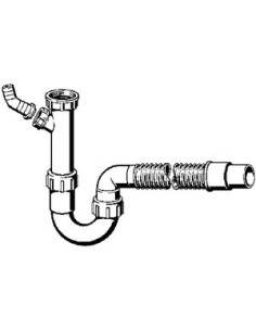 PVC sifons 11/2"x40/50 ar gofru un veļas mašīnas pieslēgumu 2