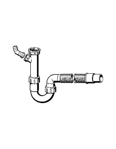 PVC sifons 11/2"x40/50 ar gofru un veļas mašīnas pieslēgumu