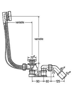 Vannas sifons Simplex ar trosi 40/50x725mm, hroms 2