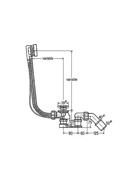 Vannas sifons Simplex ar trosi 40/50x725mm, hroms Vannas sifons Simplex ar trosi 40/50x725mm, hroms