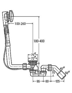 Vannas sifons Multiplex ar trosi 40/50x540mm, hroms 2