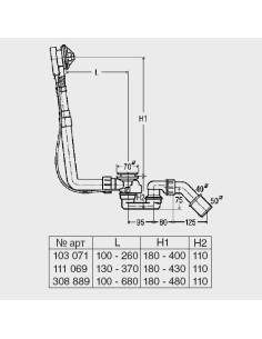 Vannas sifons Multiplex 40/50x1070mm, hroms 2