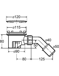 Dušas sifons Tempoplex (noplūdes caurums 90mm) 120x40/50 2
