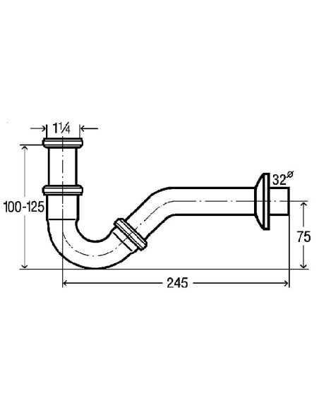 Bidē sifons bez izplūdes 11/4"x32, hroms Bidē sifons bez izplūdes 11/4"x32, hroms