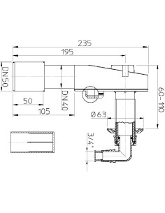 Zemapmetuma veļas mašīnas sifons DN40/50 2