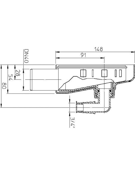 Virsapmetuma veļas mašīnas sifons DN40