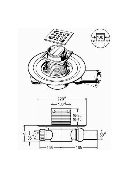 Traps DN50/40, horizontāls