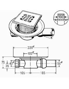 Traps DN50 (150x150), horizontāls 2