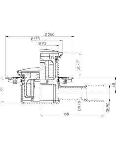 Traps DN40/50 horizontāls ar Primus sifonu, apaļa reste 2