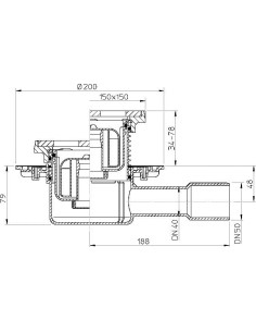 Traps DN40/50 horizontāls ar Primus sifonu, 1.5t čuguna reste 2