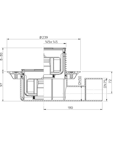 Traps DN50/75 horizontāls, 0.8l/s