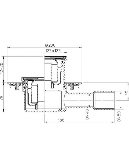 Traps DN40/50 horizontāls Traps DN40/50 horizontāls