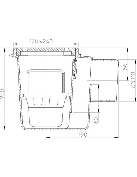 Traps DN110 horizontāls ar grozu, PP reste