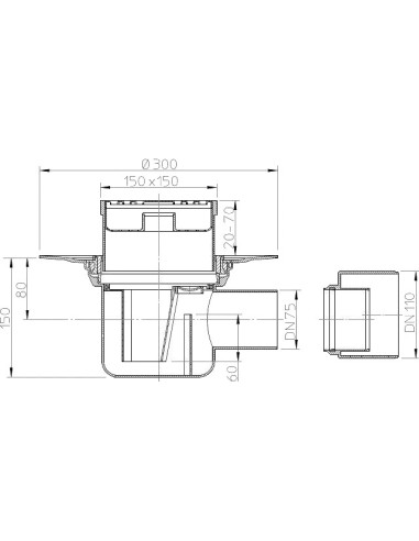 Traps DN75/110 horizontāls NT reste 1.5l/s
