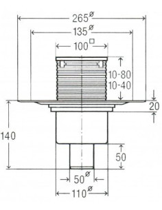 Traps DN50 (100x100), vertikāls 2