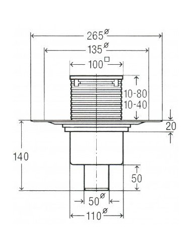 Traps DN50 (100x100), vertikāls