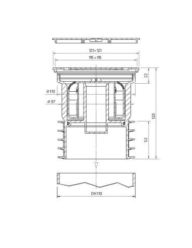 Traps DN110 vertikāls ar Primus sifonu caurulei bez uzmavas