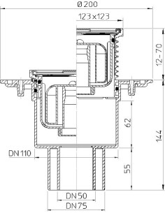 Traps DN50/75/110 vertikāls ar Primus sifomu 2