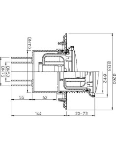 Traps DN50/75/110 vertikāls ar Primus sifonu, apaļa reste 2