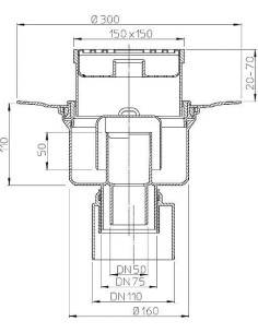Traps DN50/75/110/160 vertikāls 1.8l/s 2