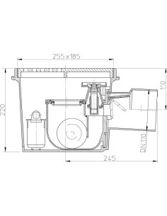 Traps DN110 ar pretvārstu, horizontāls 2