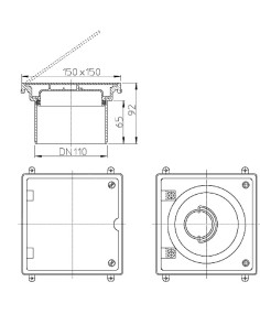 Tīrīšanas lūka DN110 NT vāks K3-300kg 2