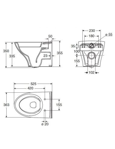 IDO Glow piekaramais WC, Rimfree