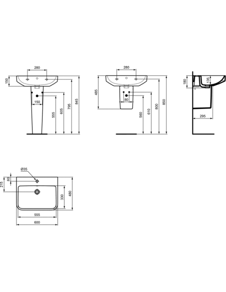 Ideal Standard i.life B izlietne, 550x480x180mm (h)