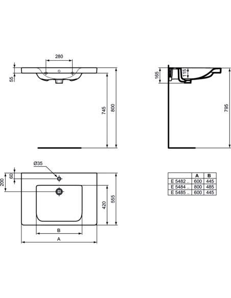 Ideal Standard Connect Freedom izlietne, 800x555x165mm (h), paredzēta cilvēkiem ar īpašām vajadzībām Ideal Standard Connect Freedom izlietne, 800x555x165mm (h), paredzēta cilvēkiem ar īpašām vajadzībām