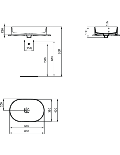 Ideal Standard STRADA II izietne uz virsmas 600x400x180mm (h) 2