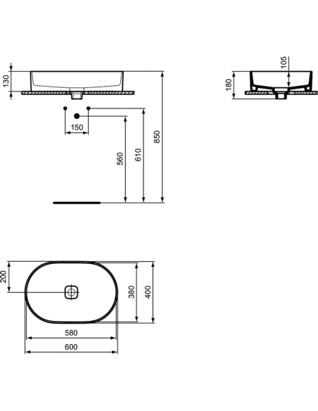 Ideal Standard STRADA II izietne uz virsmas 600x400x180mm (h) Ideal Standard STRADA II izietne uz virsmas 600x400x180mm (h)