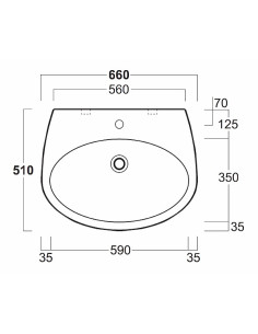 Bormio izlietne 66x51cm, pie sienas/uz virsmas, balta 2