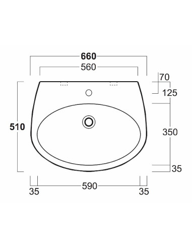 Bormio izlietne 66x51cm, pie sienas/uz virsmas, balta