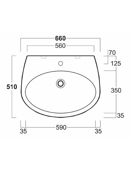 Bormio izlietne 66x51cm, pie sienas/uz virsmas, balta