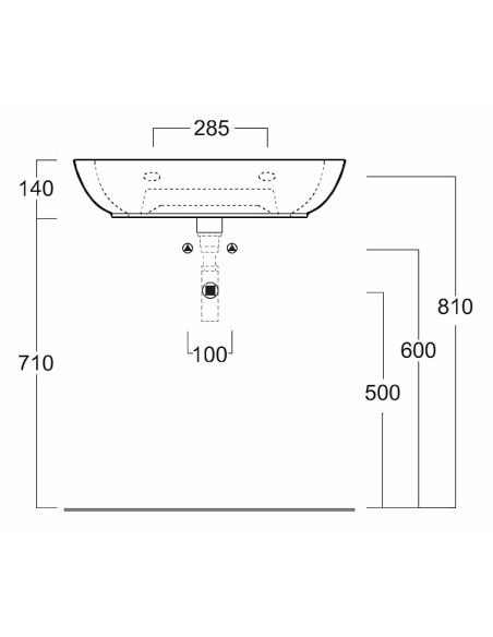 Bormio izlietne 66x51cm, pie sienas/uz virsmas, balta