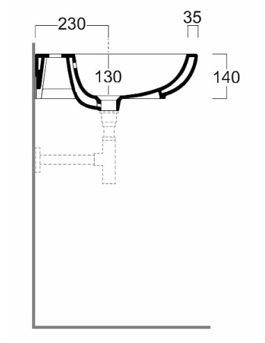 Bormio izlietne 66x51cm, pie sienas/uz virsmas, balta