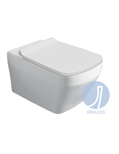 Baden Rimless sienas WC pods, balts