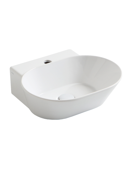 Wave izlietne 48x43cm, ovāla, pie sienas/uz virsmas, balta