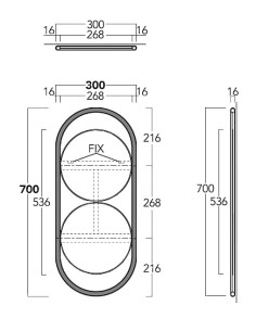 Simas Wave spogulis 30x70cm matēts melns 2