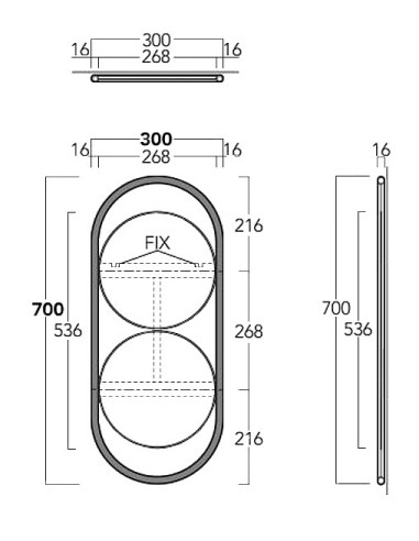 Simas Wave spogulis 30x70cm matēts melns