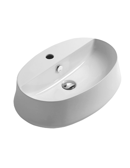 Sharp izlietne 60x42cm, ovāla, uz virsmas, ar maisītāja caurumu, balta