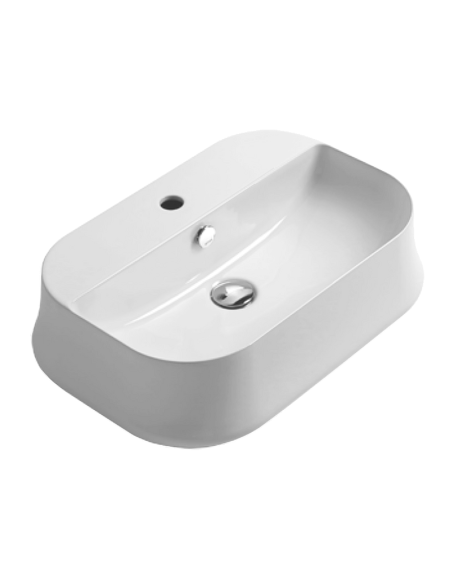 Sharp izlietne 60x42cm, kvadrātformas, uz virsmas, ar maisītāja caurumu, balta