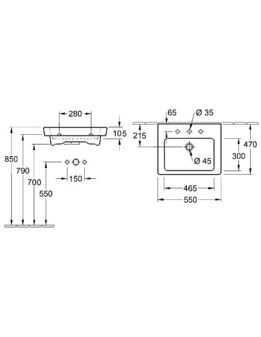 Villeroy&Boch Subway2.0 izlietne 60x47cm, kvadrātveida, balta